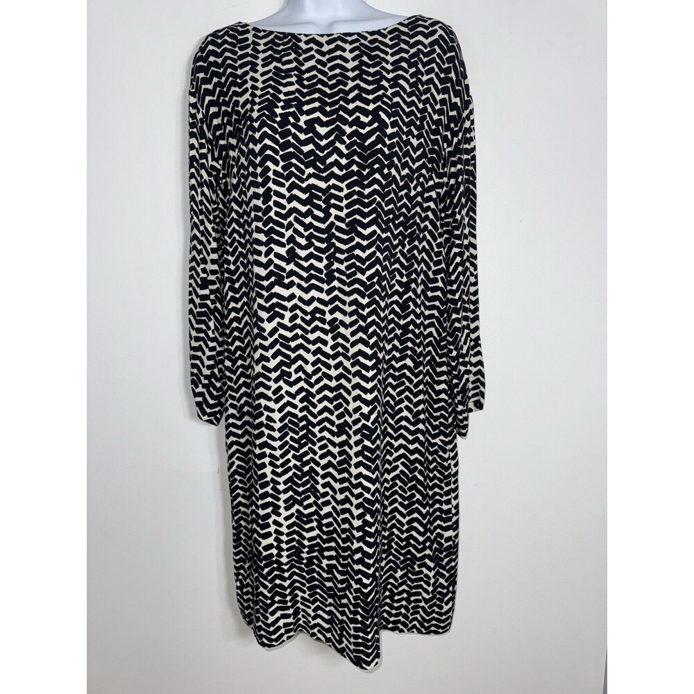 Marimekko Helleri Sahalaitaraita Dress Geometric Sheath Black White Women 34 / 4